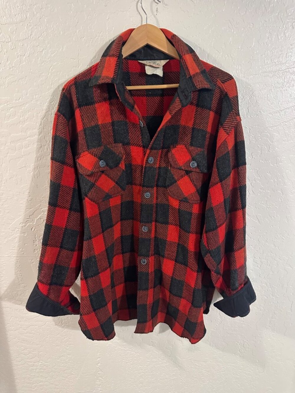 Redhead Vintage Buffalo Plaid Red & Black Wool Flannel Fall Vintage Jacket